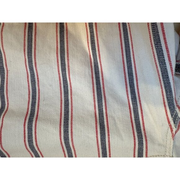 Old Navy American Denim Cuffed Shorts 5 Pkt Cream Gray Red stripe Size 10 July 4 - Picture 7 of 8